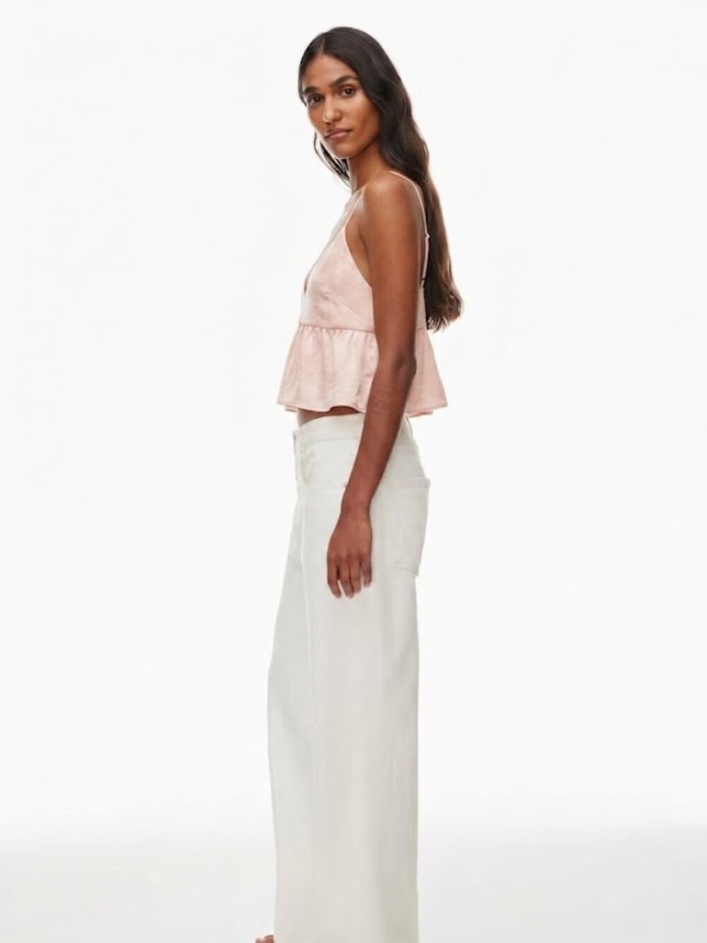 Aritzia Pale Pink Satin Lover Camisole Babydoll Tank Top in size Small - Picture 3 of 6